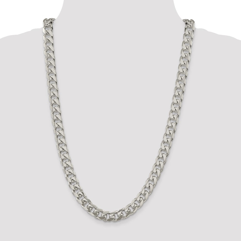 Sterling Silver 10.5mm Domed w/ Side D/C Curb Chain 26 Inches