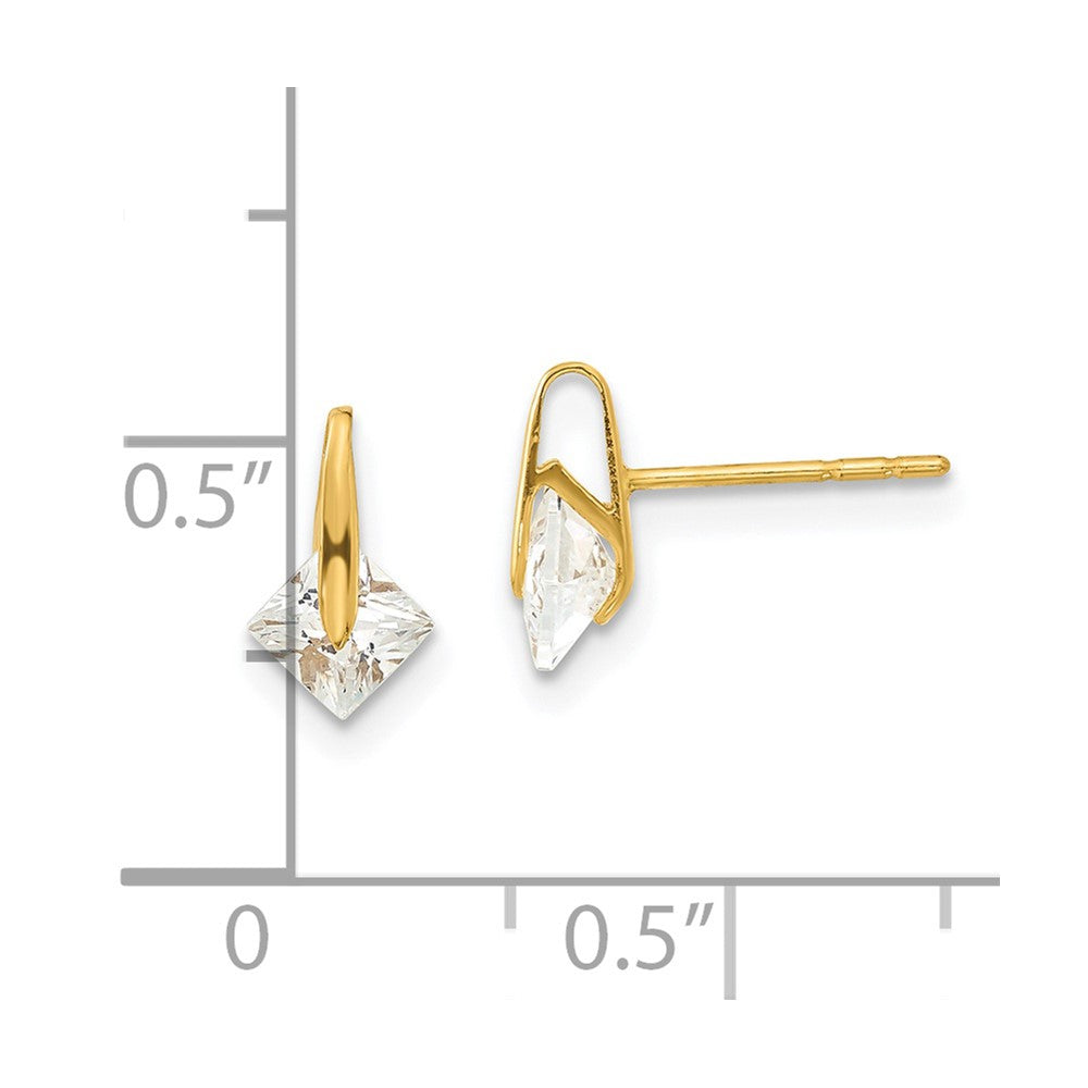 14ky Madi K Childrens Polished Square CZ Post Earrings
