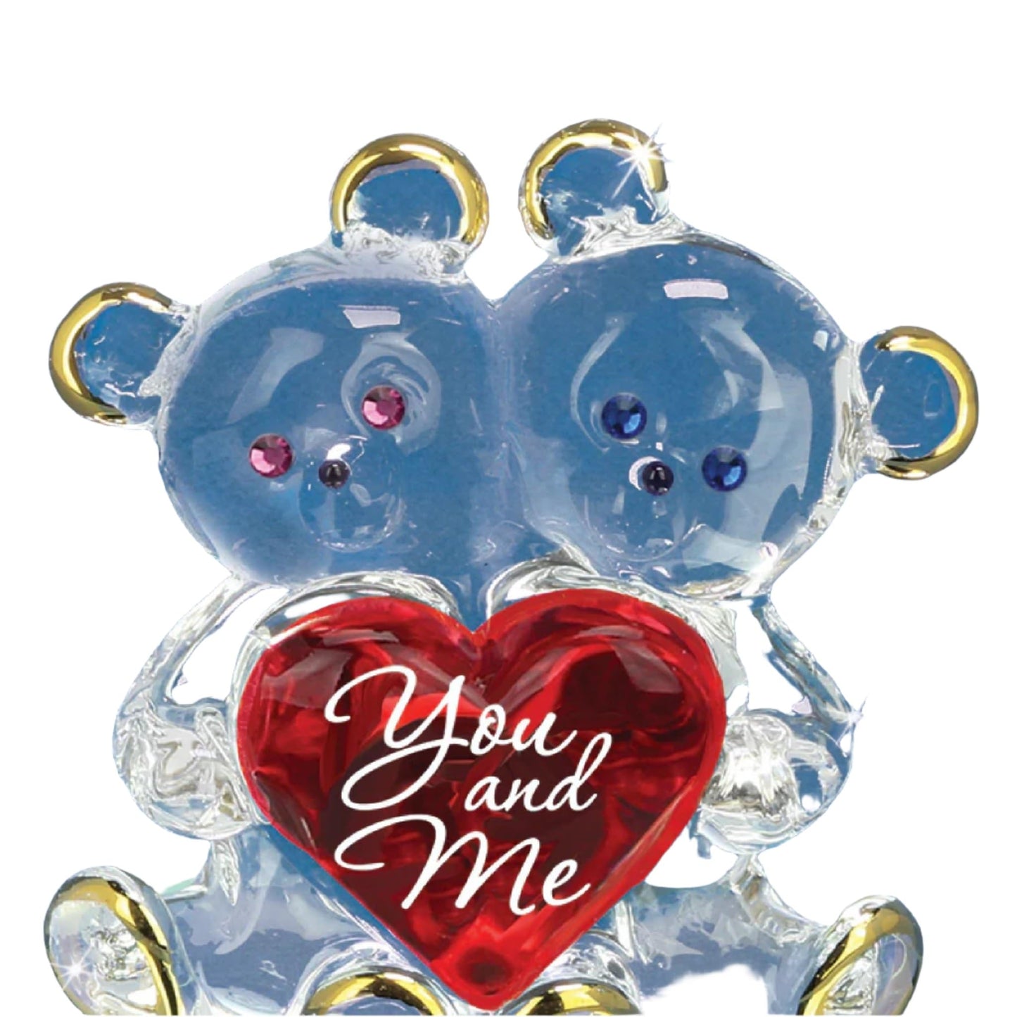 Glass Baron Handcrafted You and Me Bears Glass Figurine