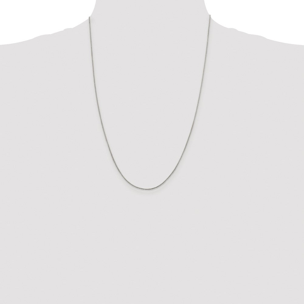 Sterling Silver Rhodium-plated 1mm Round Box Chain