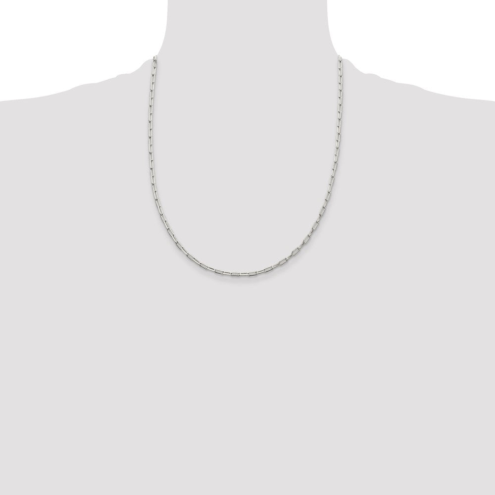 Sterling Silver 2mm Elongated Open Link Chain 22 Inches