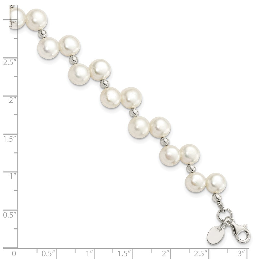 Sterling Silver FW Cultured Button Pearl 7.5in Bracelet 7.5 inches