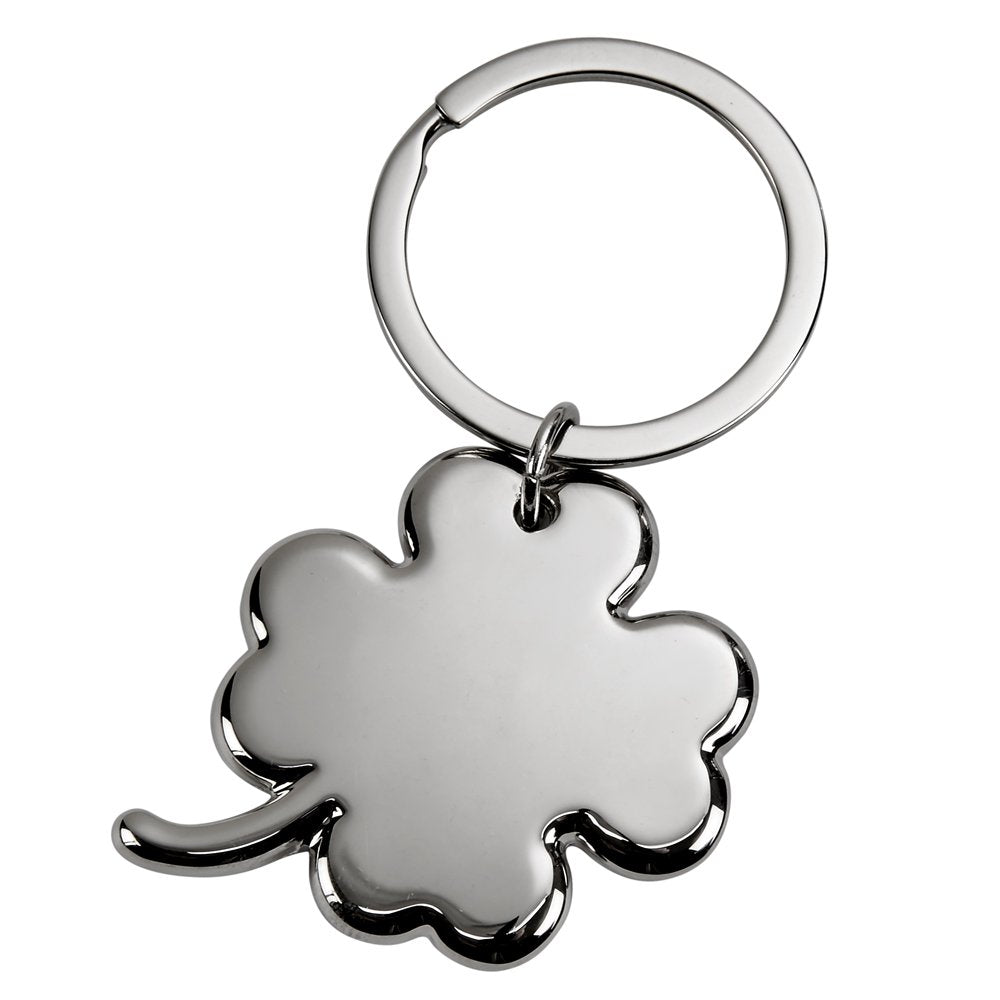 Contemporary Home Living 3" 4 Leaf Clover Design Stainless Steel Key Chain