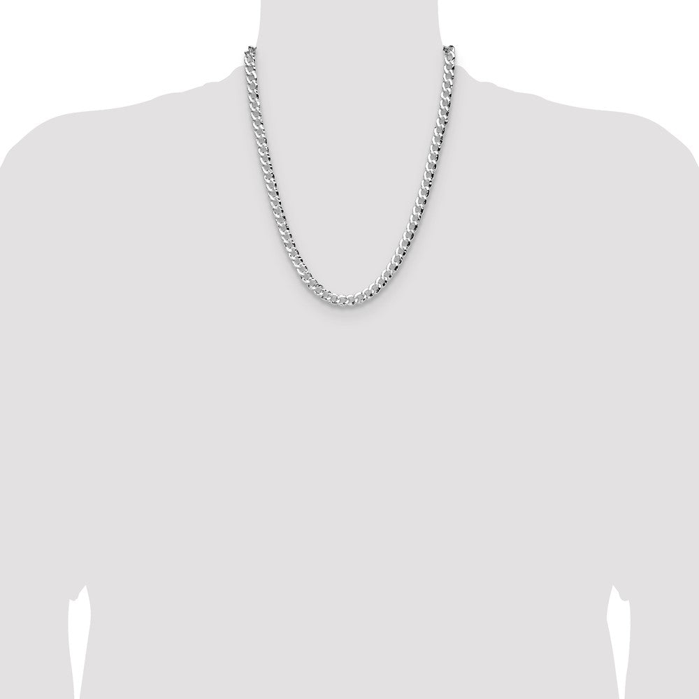 Sterling Silver 7.6mm Hammered Curb Chain