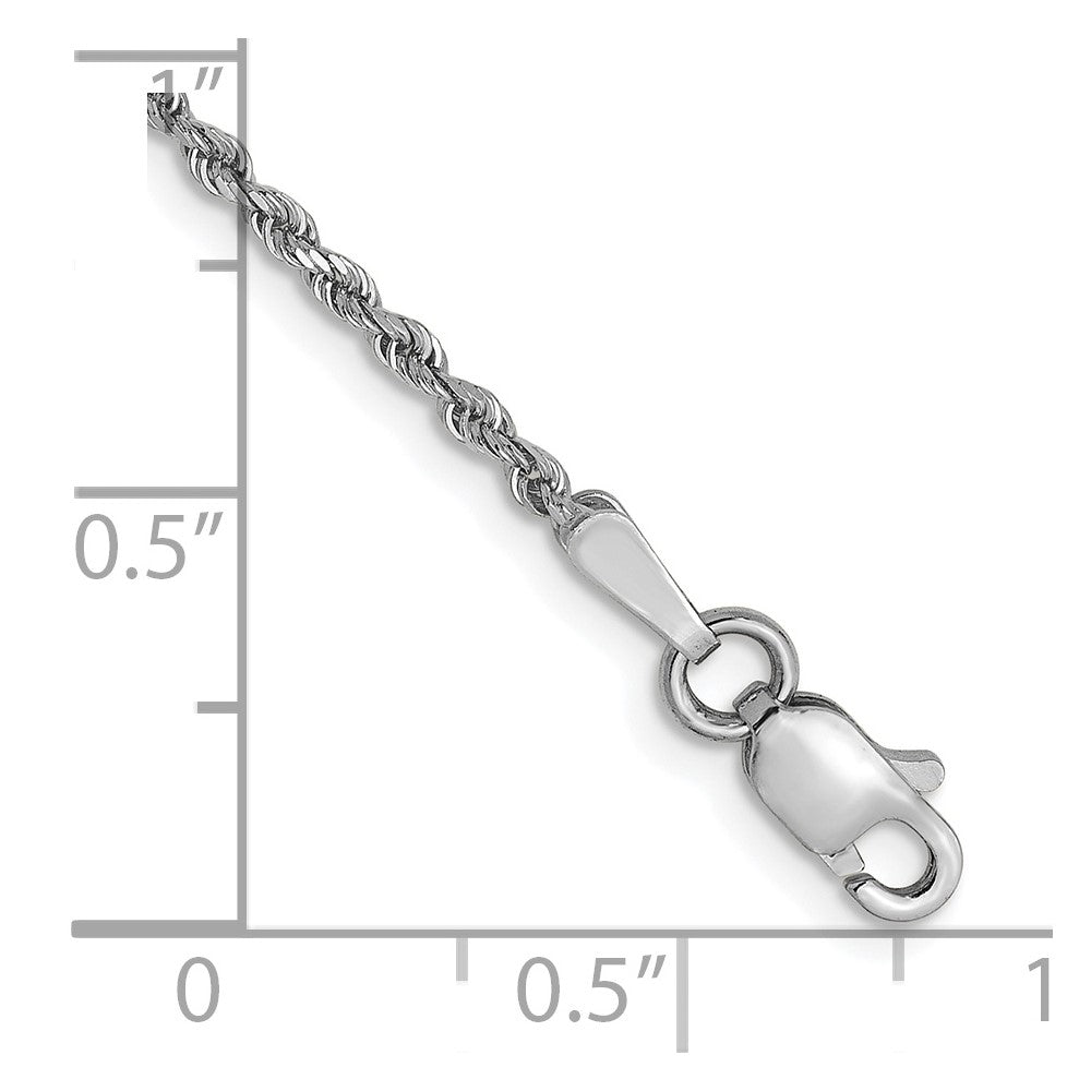 14K White Gold 1.5mm Diamond-Cut Rope Chain 8 inches