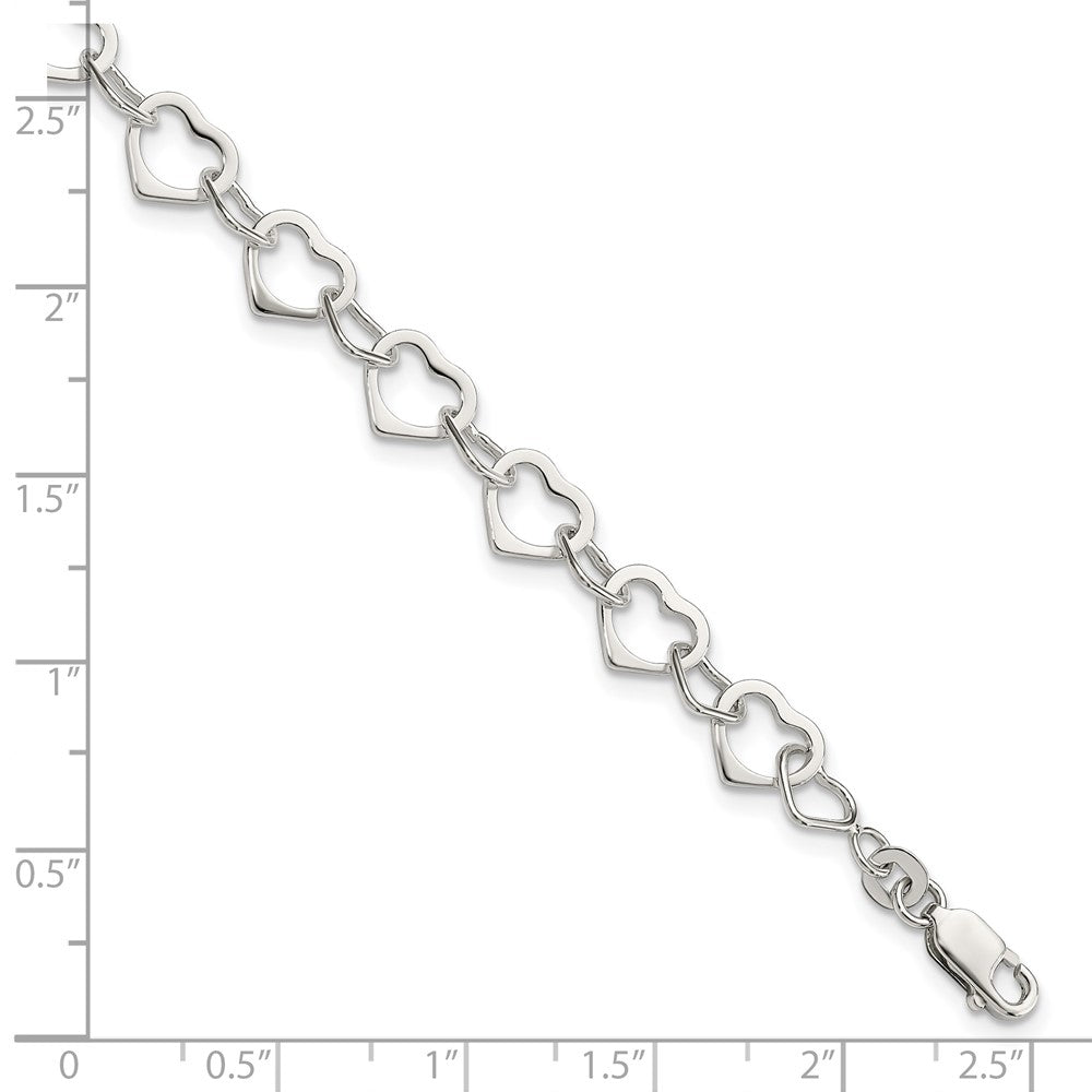 Sterling Silver Hearts Bracelet 7.5 inches