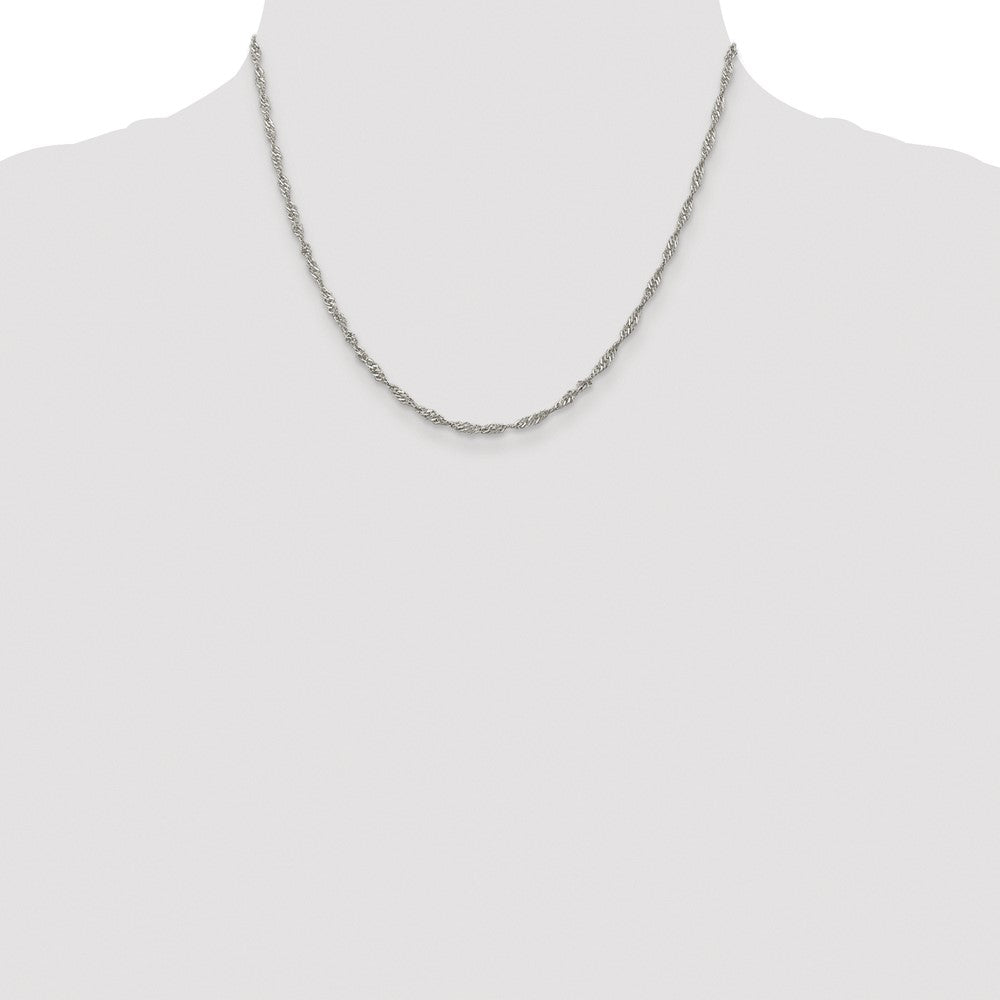 Sterling Silver Rhodium-plated 2.25mm Singapore Chain