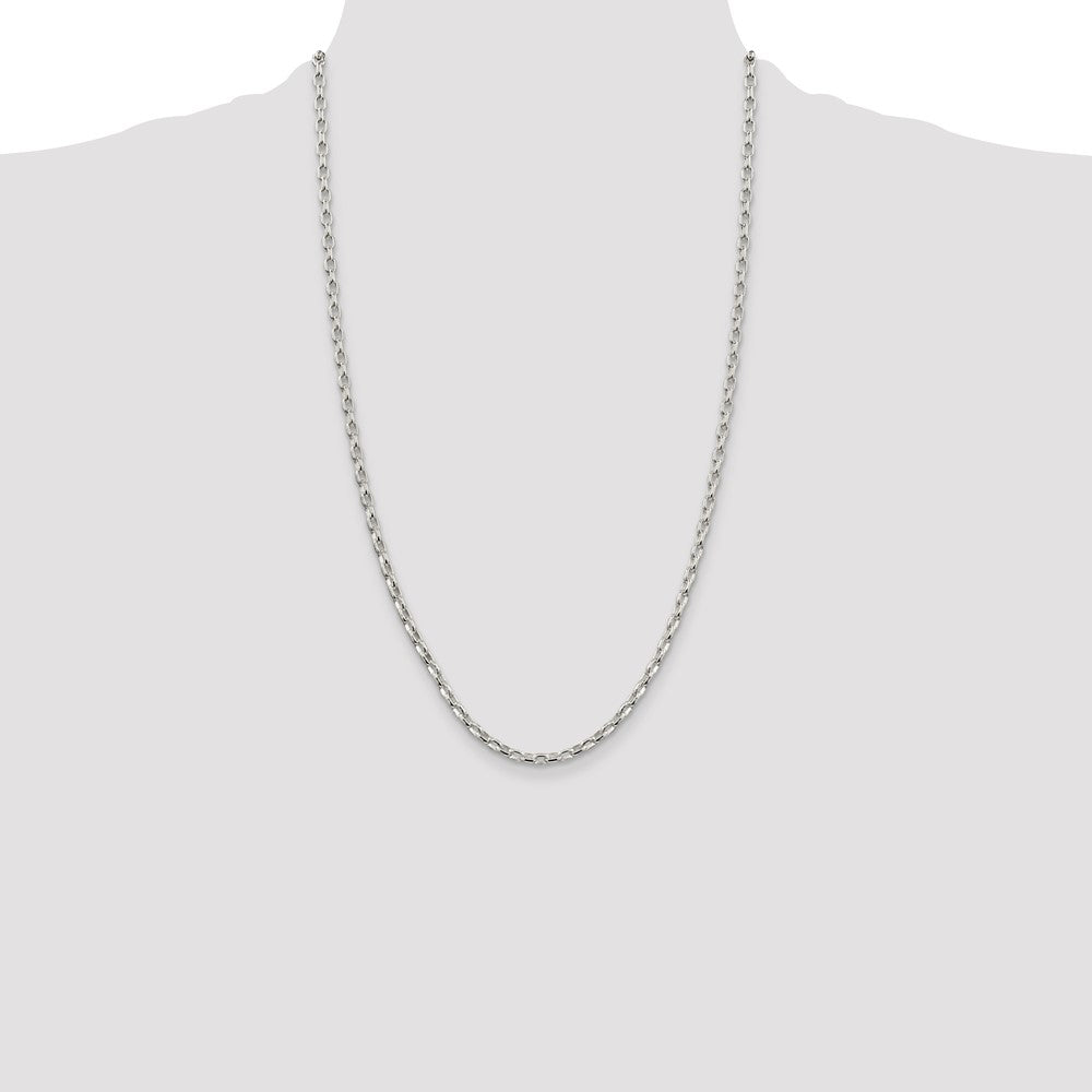 Sterling Silver 3.2mm Oval Fancy Rolo Chain 26 Inches