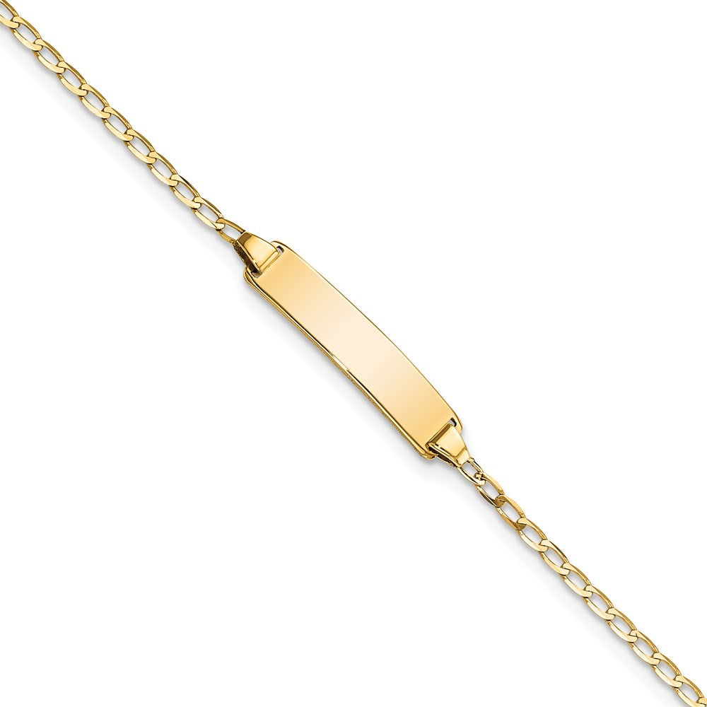 14k Flat Curb Link ID Bracelet 7 inches