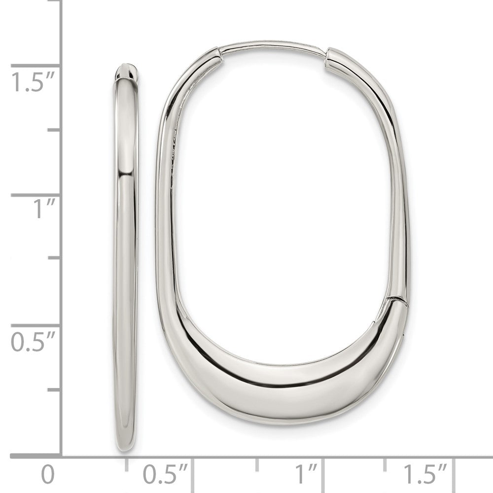 Stainless Steel Polished Hinged Hoop Earrings