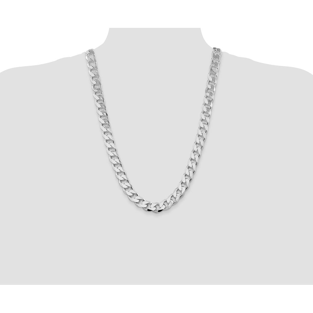 Sterling Silver Rhodium-plated 13mm Curb Chain 26 Inches