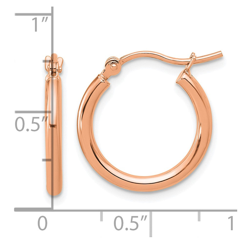 14k Rose Gold Polished 2x17.5mm Polished Hoop Earrings