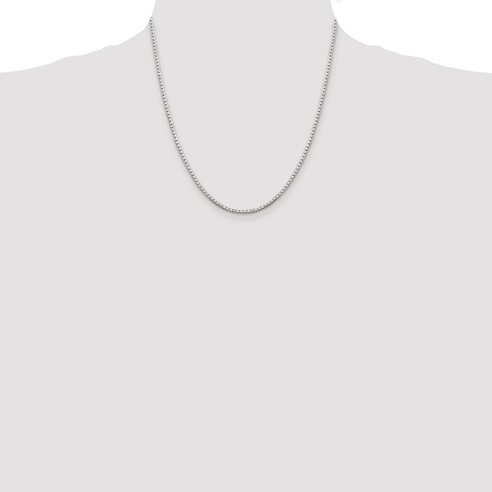 Sterling Silver Rhodium-plated 2mm 8 Sided Diamond-cut Box Chain