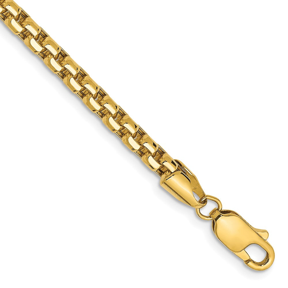 14K 7 inch 3.6mm Semi-Solid Round Box with Lobster Clasp Bracelet 7 inches