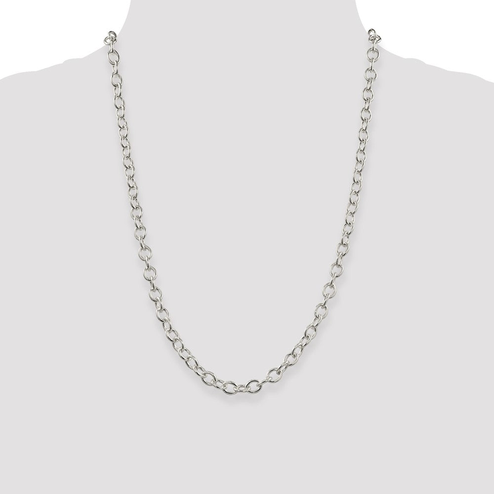 Sterling Silver 6.8mm Oval Cable Chain 24 Inches