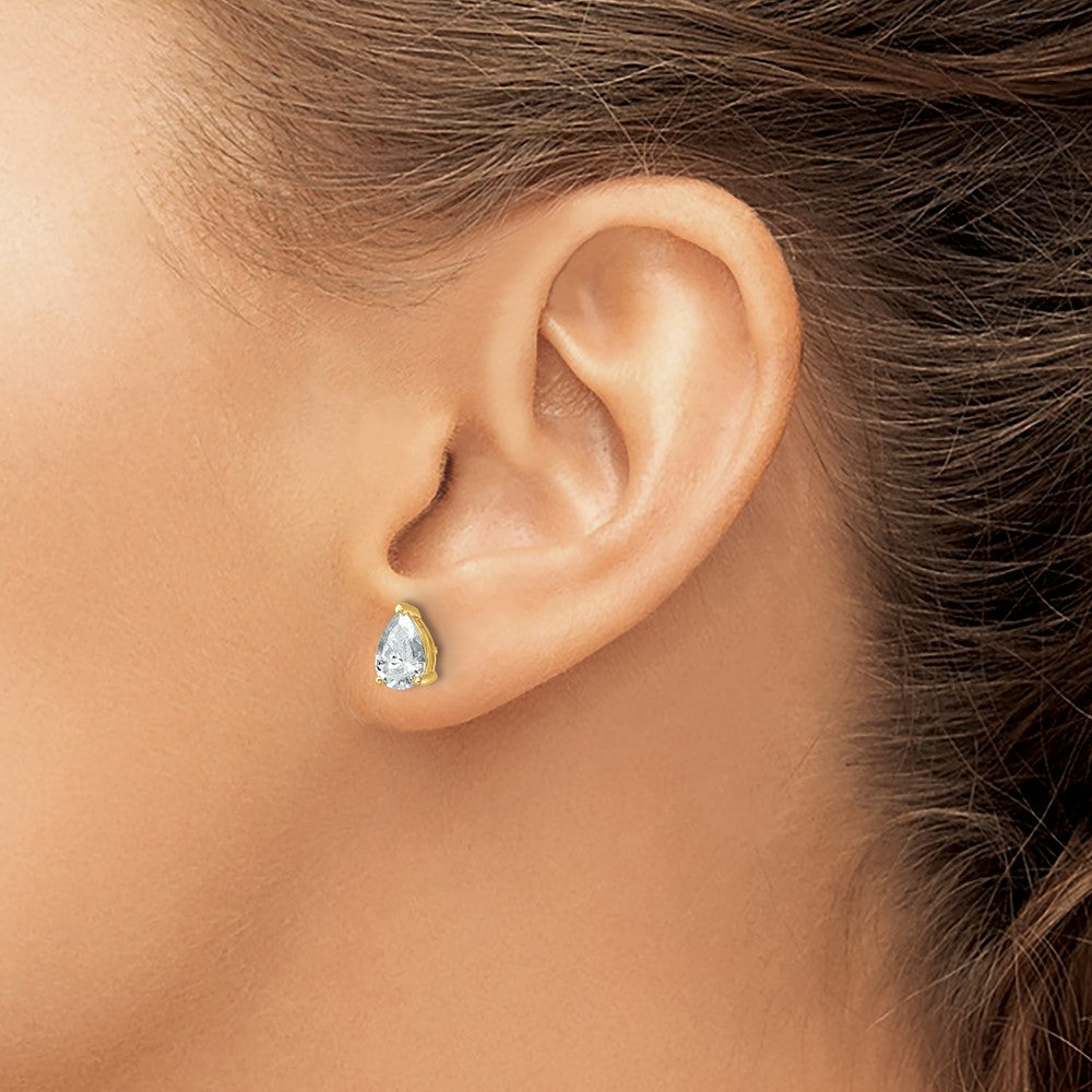 14ky Pear 8x5mm Post Earring Mountings