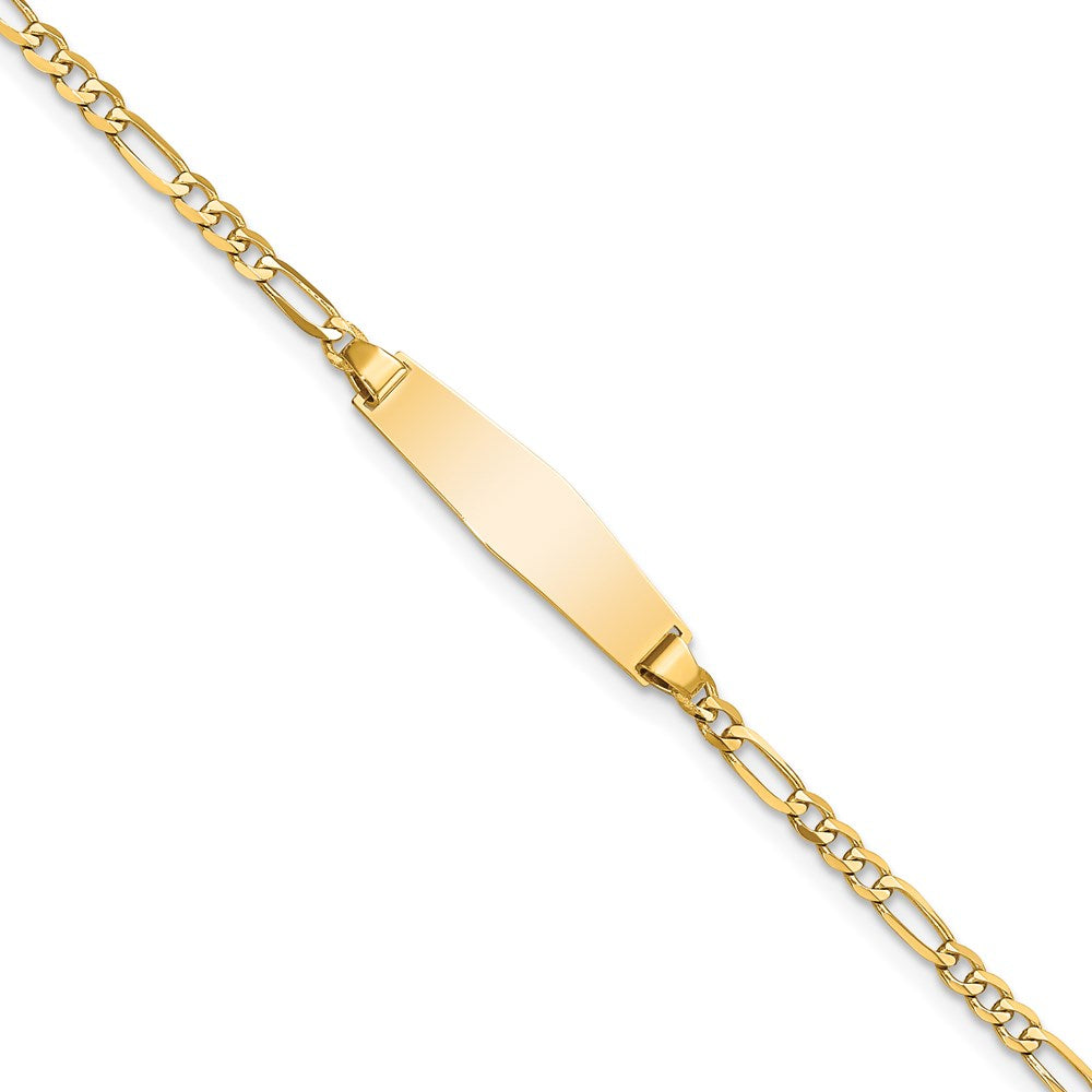 14k Soft Diamond Shape Figaro ID Bracelet 7 inches