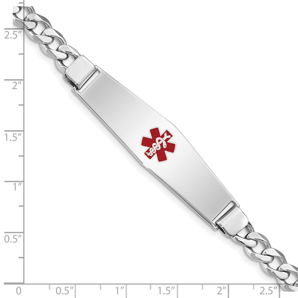 Sterling Silver Rhodium-plated Medical ID Curb Link Bracelet 7 inches