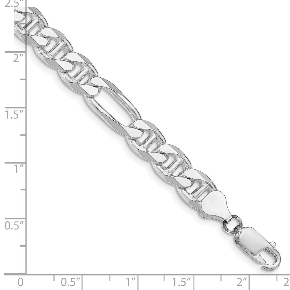 Sterling Silver Rhodium-plated 8.25mm Figaro Anchor Chain 8 inches