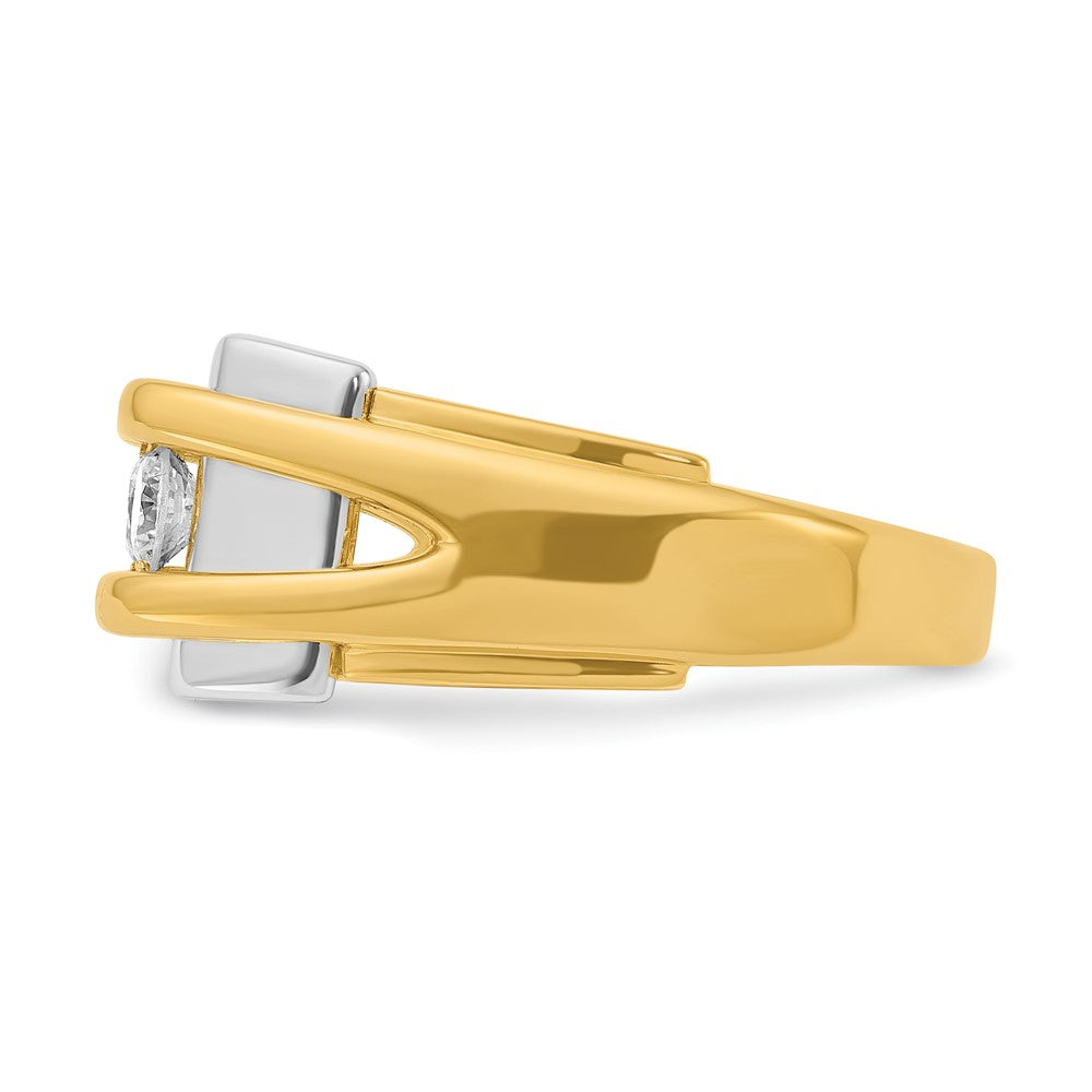 14k Two-tone IBGoodman Men's Polished 3-Stone 1/2 Carat AA Quality Diamond Ring