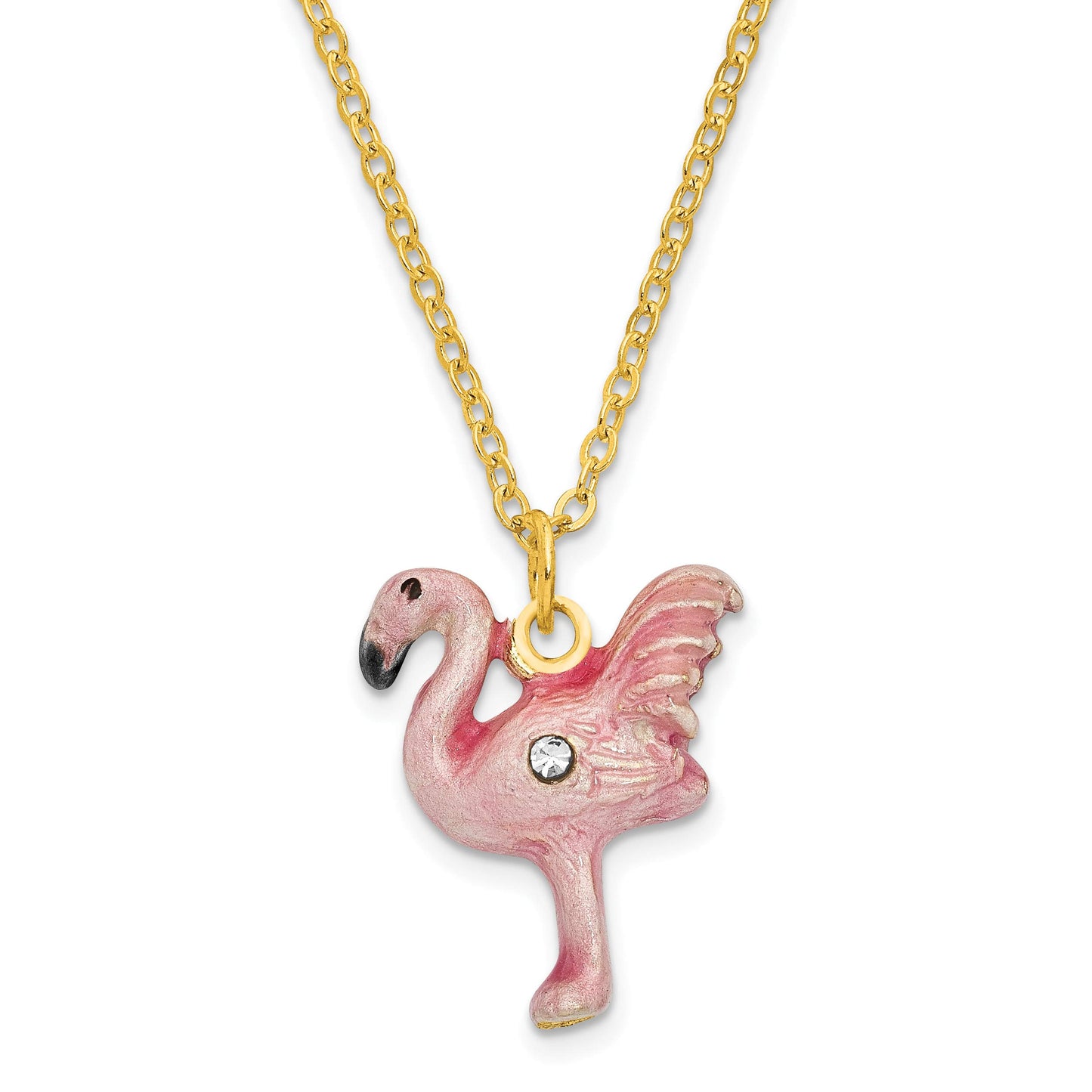 Pewter Pink Flamingo Trinket Box