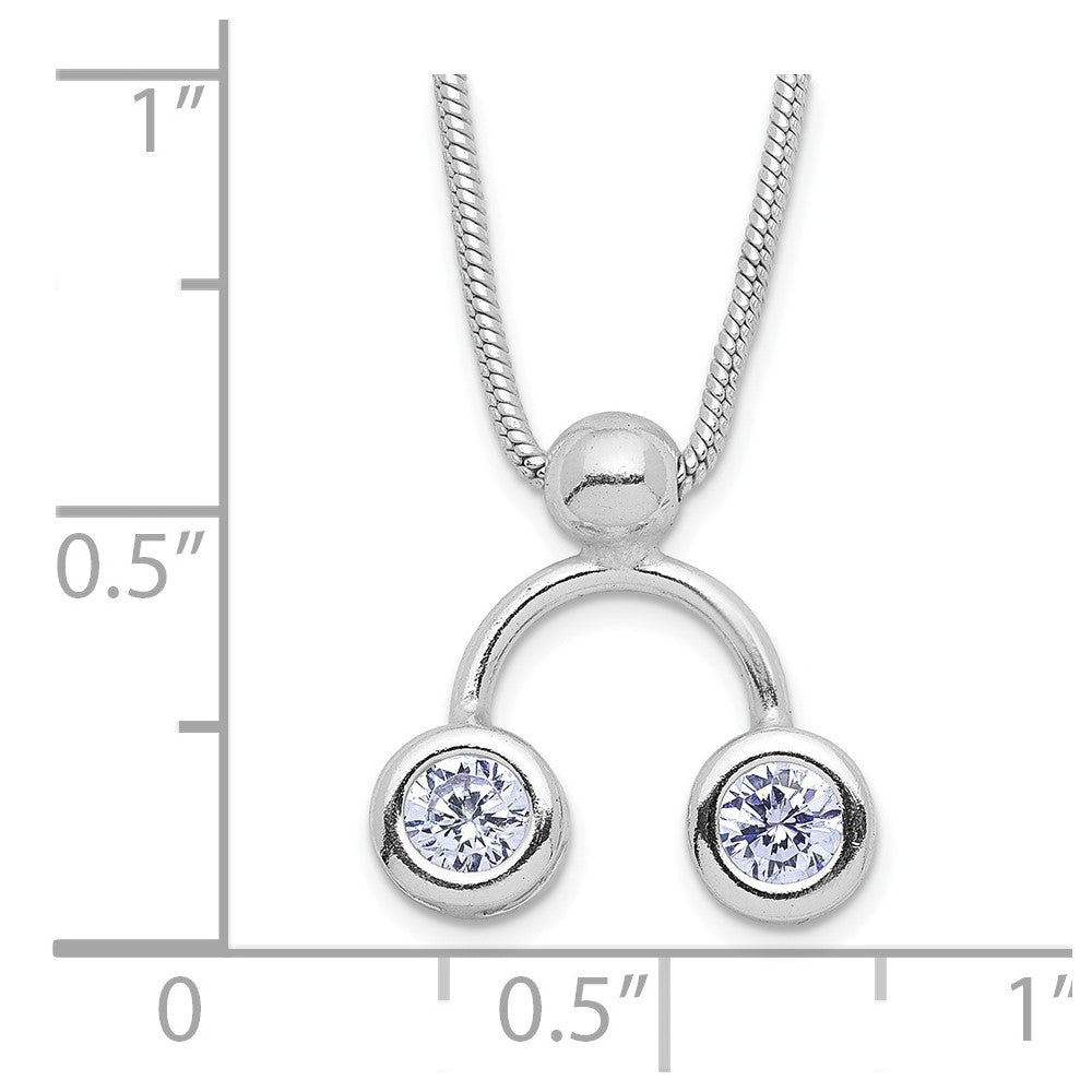 Sterling Silver Double Light Purple CZ Necklace