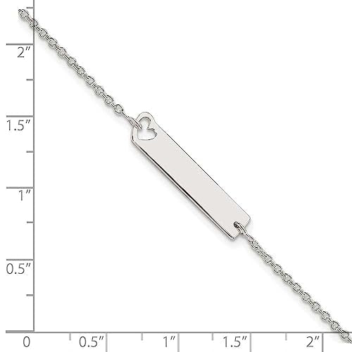 Sterling Silver Polished Heart ID 7in Bracelet