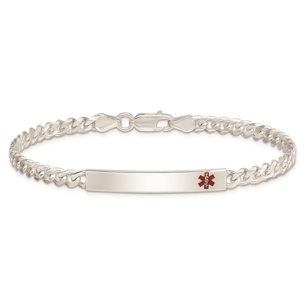 Sterling Silver Polished Medical Curb Link ID Bracelet 7.5 inches