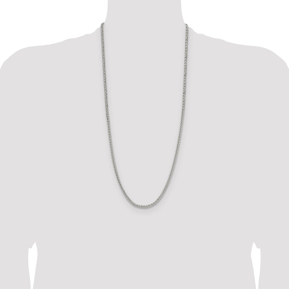 Sterling Silver 3.5mm Diamond-cut Square Spiga Chain