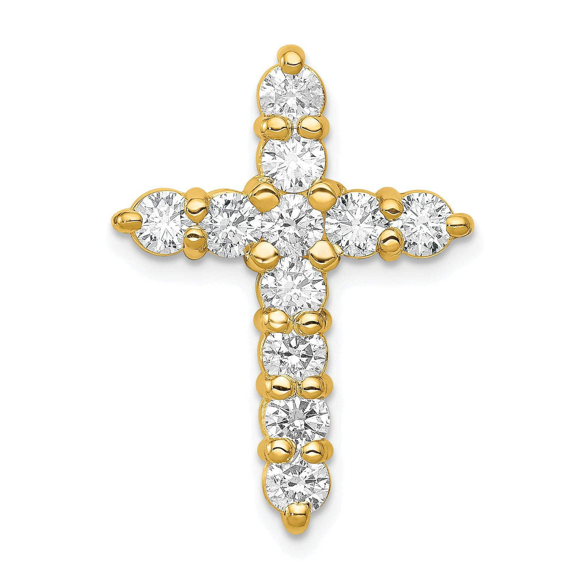 14k 1 1/4 carat Lab Grown Diamond VS/SI+ G+ Complete Cross Chain Slide Pendant