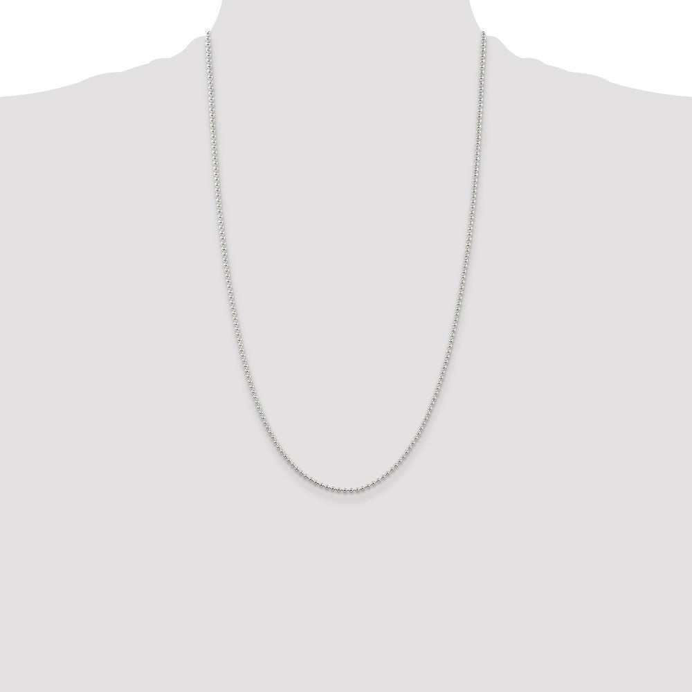 Sterling Silver 2mm Beaded Chain 26 Inches