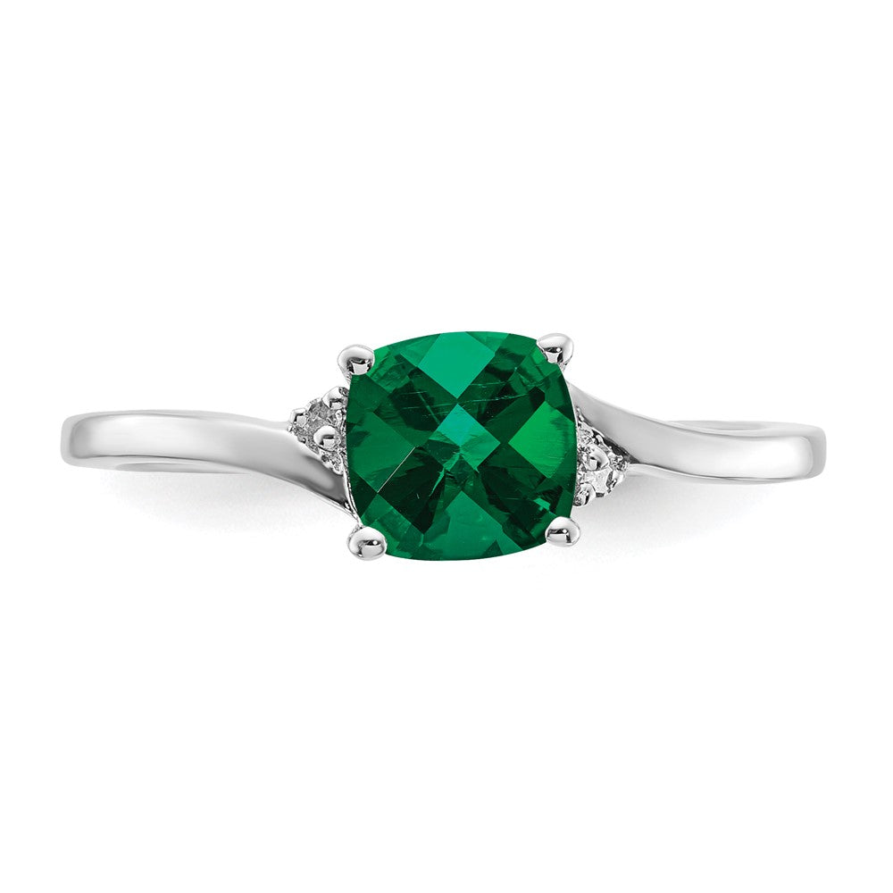 Sterling Silver ANC CR Emerald & Diamond Ring