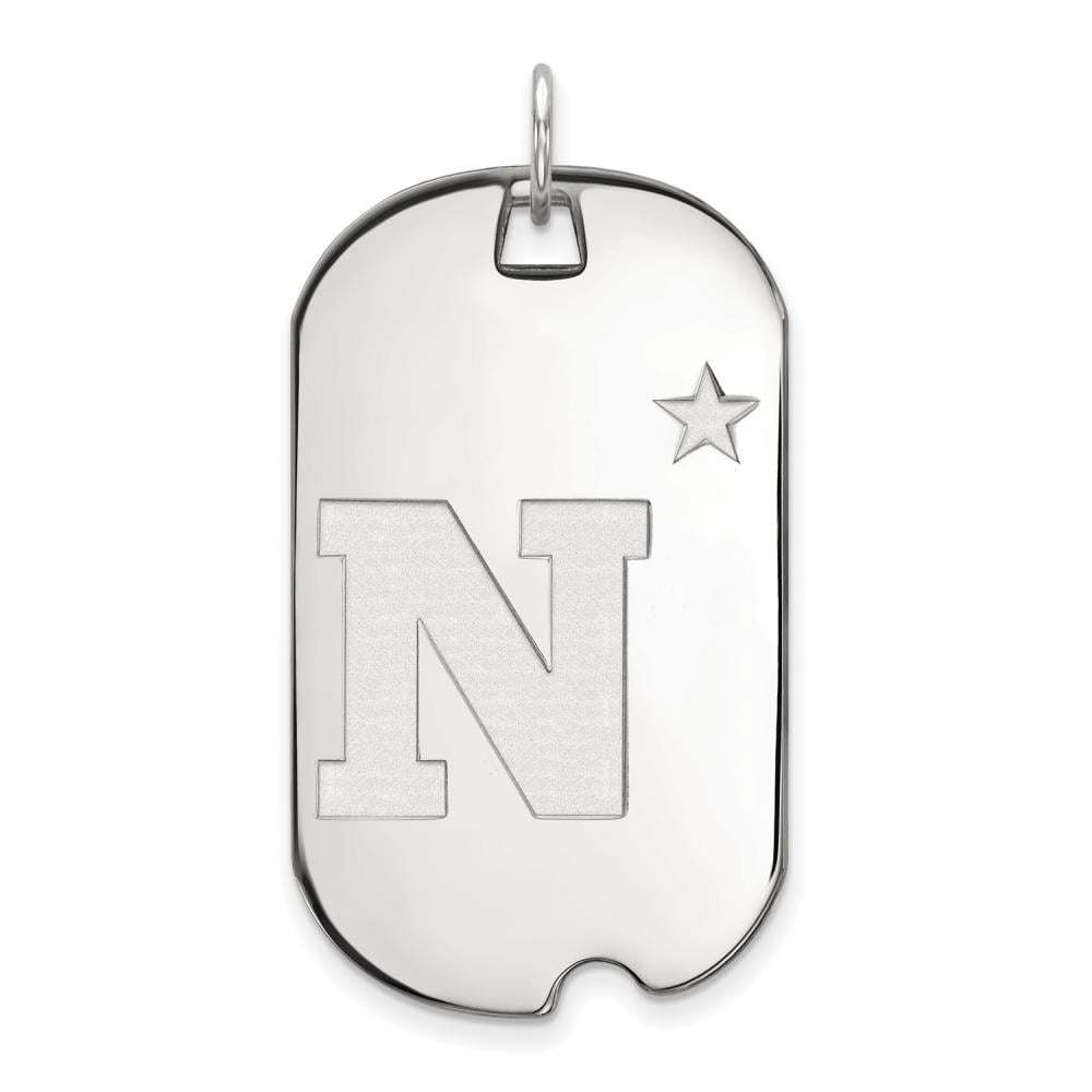Sterling Silver Rhodium-plated LogoArt US Naval Academy Large Dog Tag Pendant Q-SS008USN