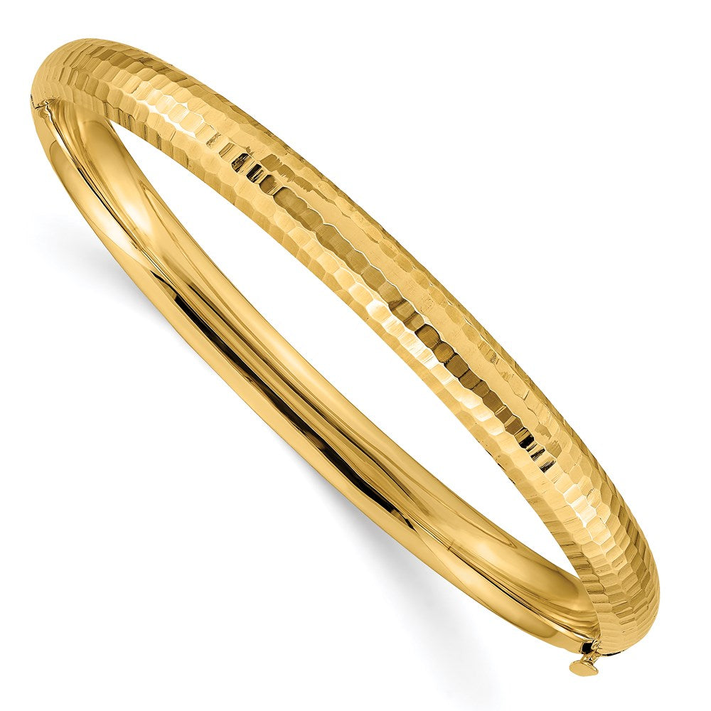 14k 4/16 Hammered Fancy Hinged Bangle Bracelet 7.5 inches