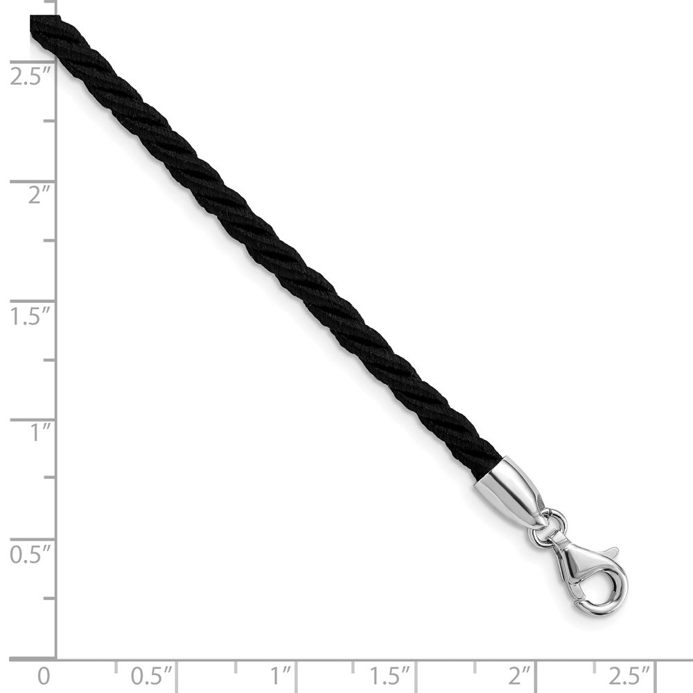 Sterling Silver Rhodium-plated 18inch Black Satin Cord Necklace 18 Inches