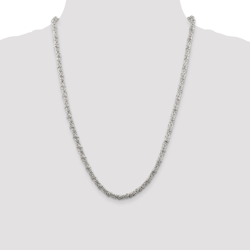 Sterling Silver 4mm Fancy Byzantine Chain 24 Inches