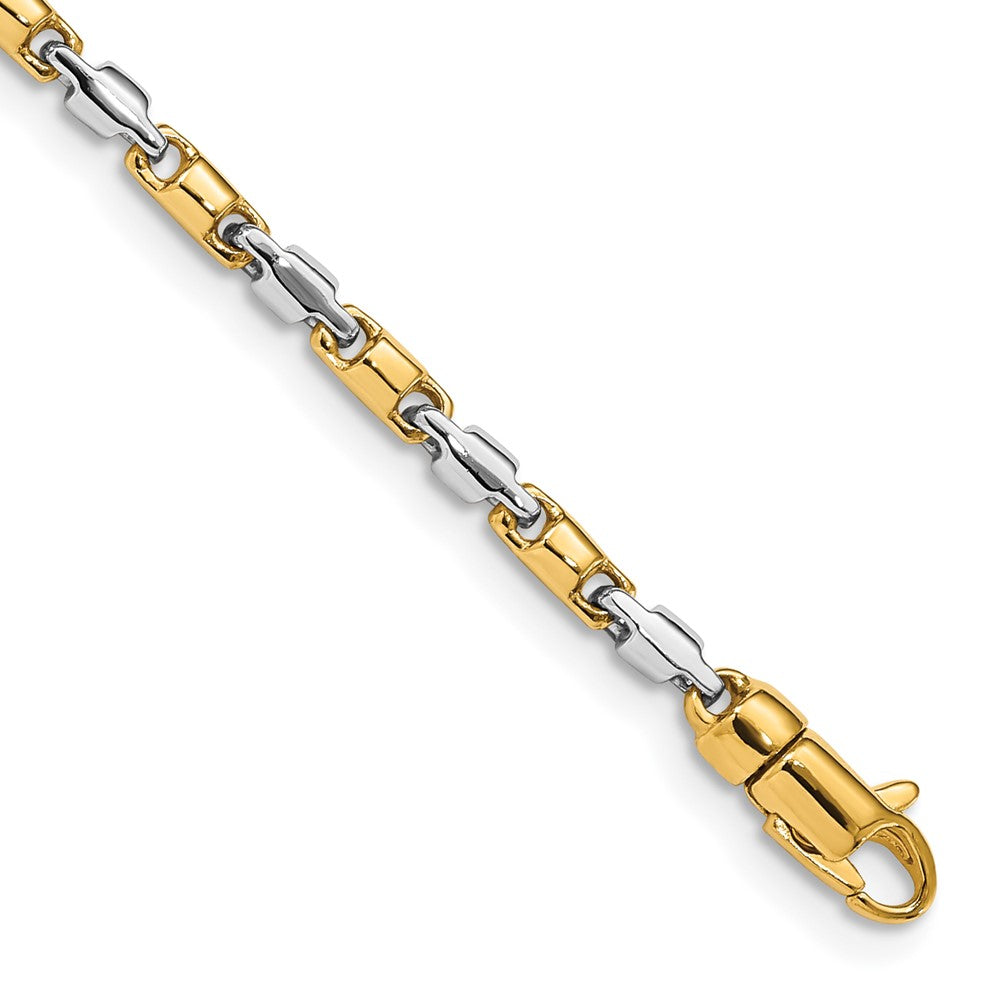 14K Two-tone 7 inch 2.5mm Hand Polished Fancy Link with Lobster Clasp Bracelet 7 inches