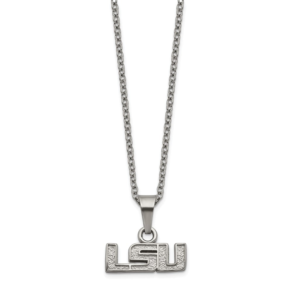 Stainless Steel LogoArt Louisiana State University L-S-U Pendant 18 inch Necklace with 2 inch Extender QST516LSU