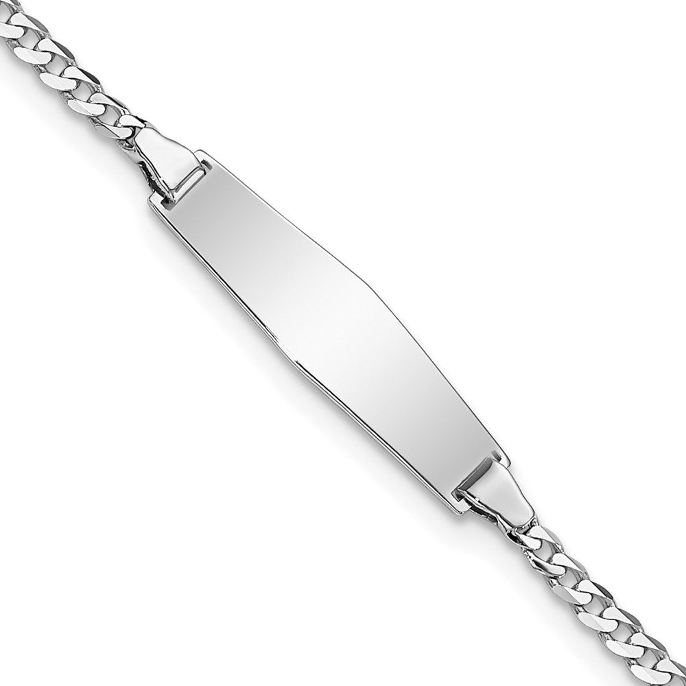 14k WG Soft Diamond Shape Flat Curb Link ID Bracelet 6 inches