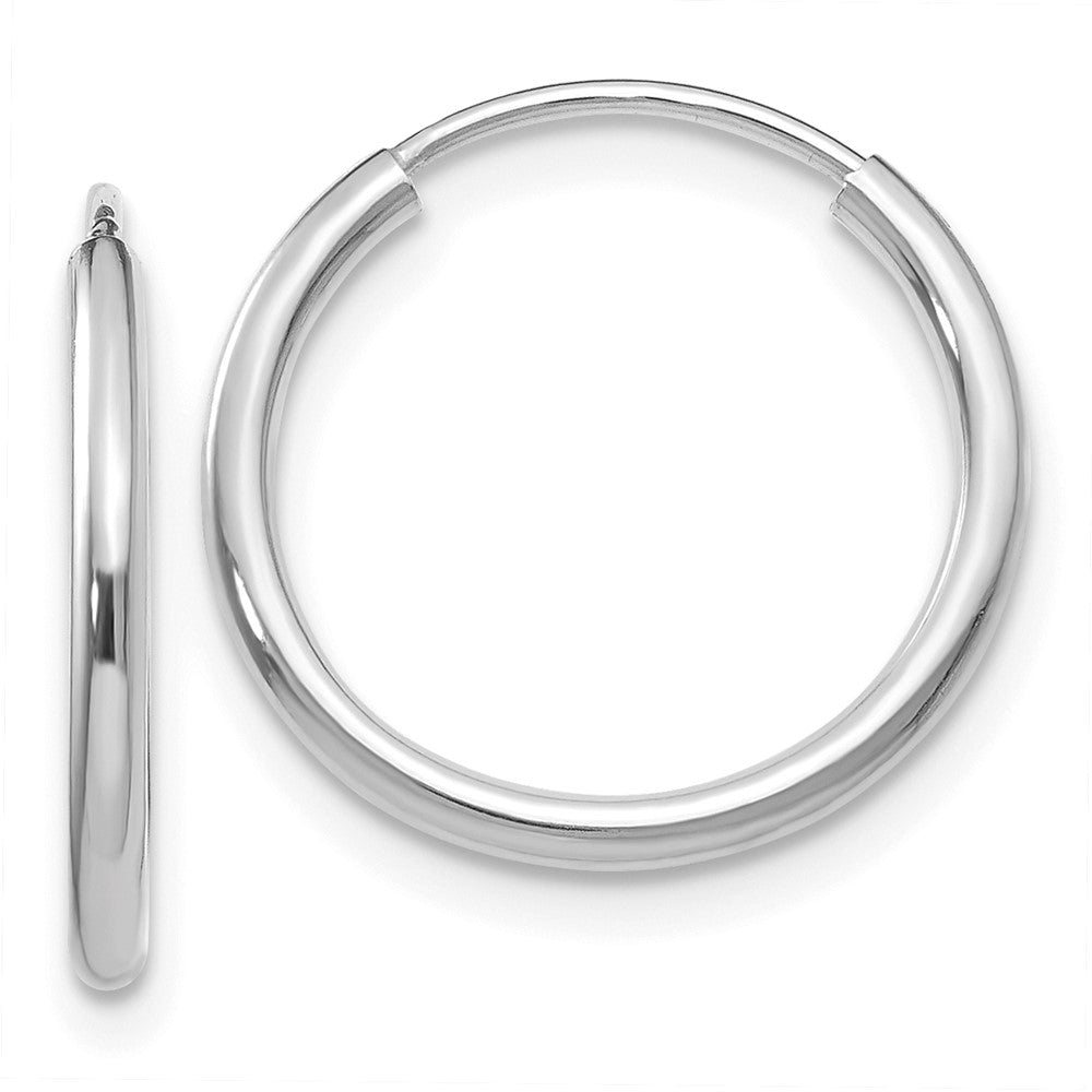 10k White Gold 1.2mm Polished Endless Hoop Earrings
