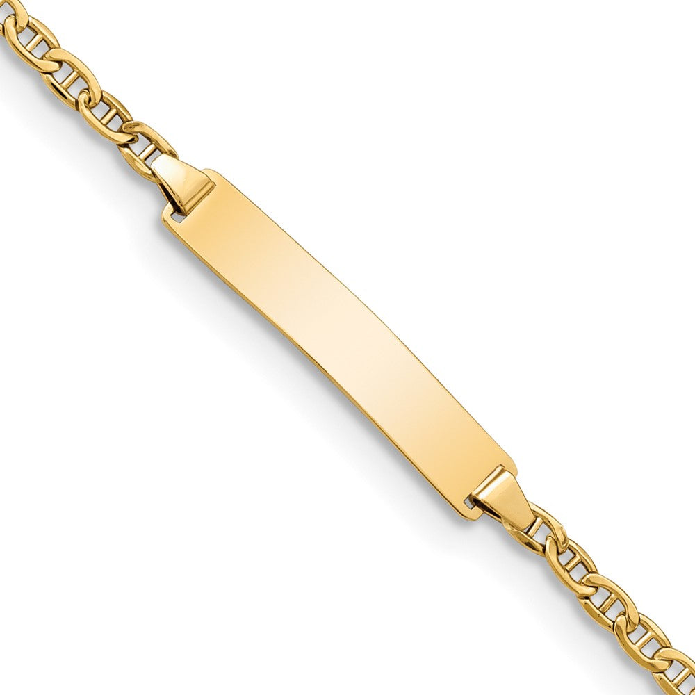 14k Semi-Solid Polished Anchor Link ID Bracelet 7 inches