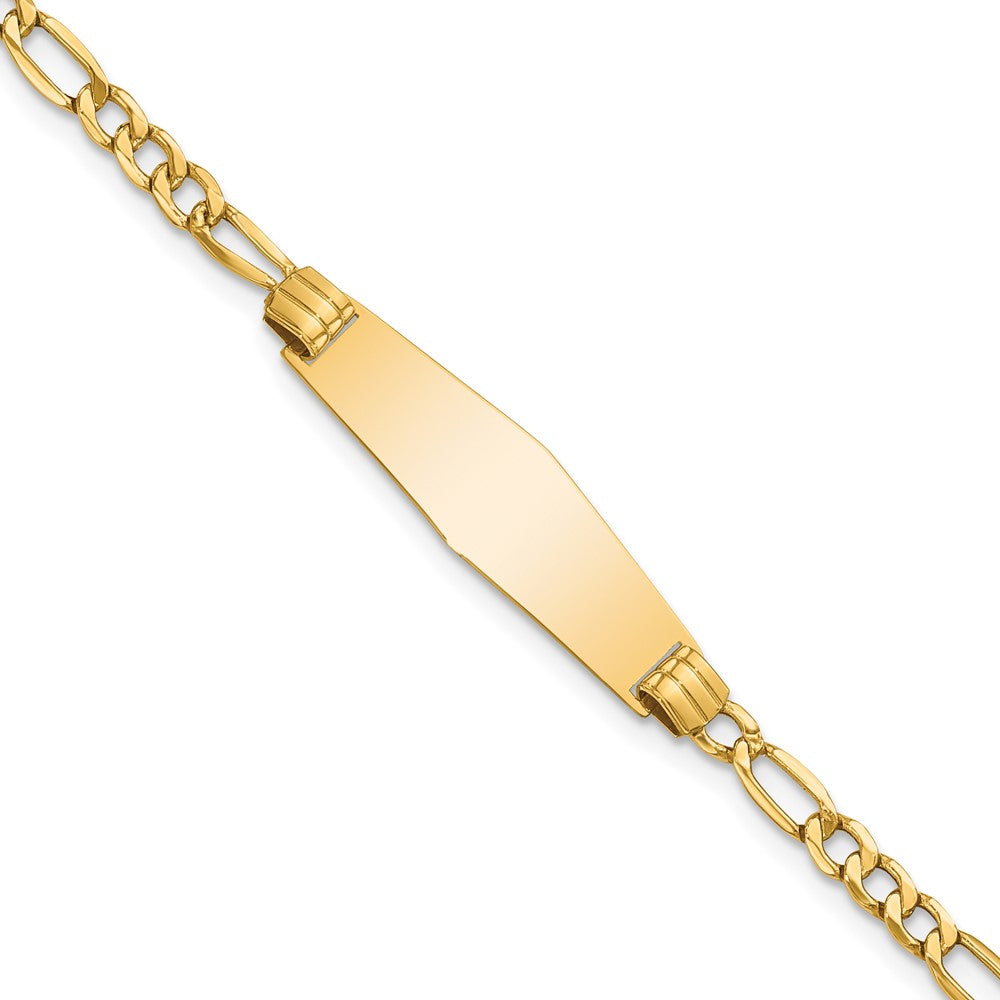 14k Semi-solid Soft Diamond Shape Figaro Link ID Bracelet 8 inches