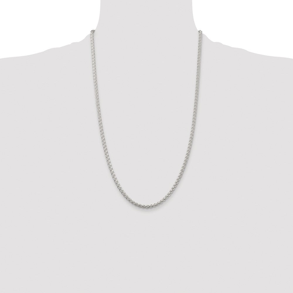 Sterling Silver Rhodium-plated 3mm Round Spiga Chain