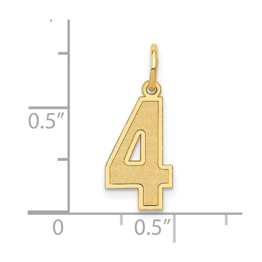 14k Medium Satin Number 4 Charm
