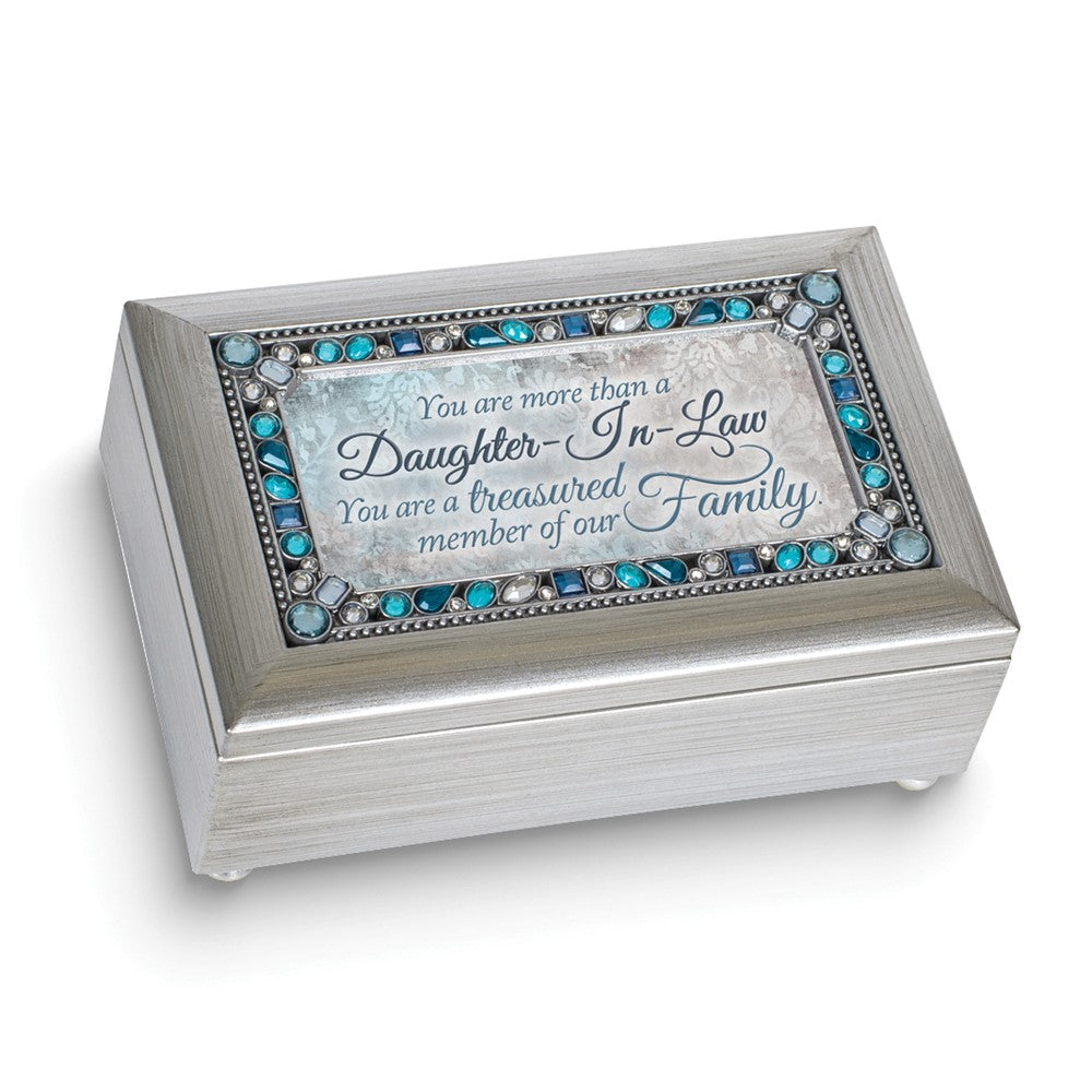 Silver-tone Petite Jeweled Daughter-in-Law Musical (Plays Wind Beneath My Wings) Jewelry Box