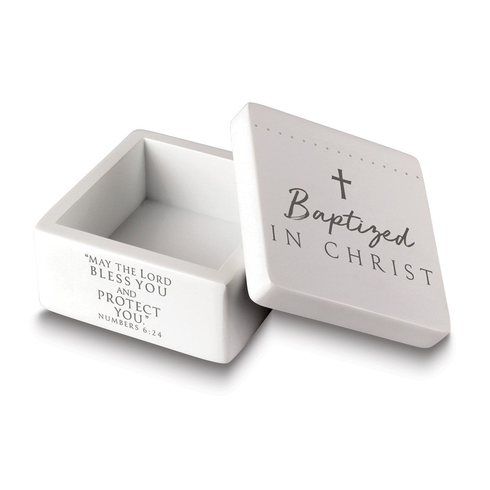 White Resin Baptized In Christ Keepsake Box