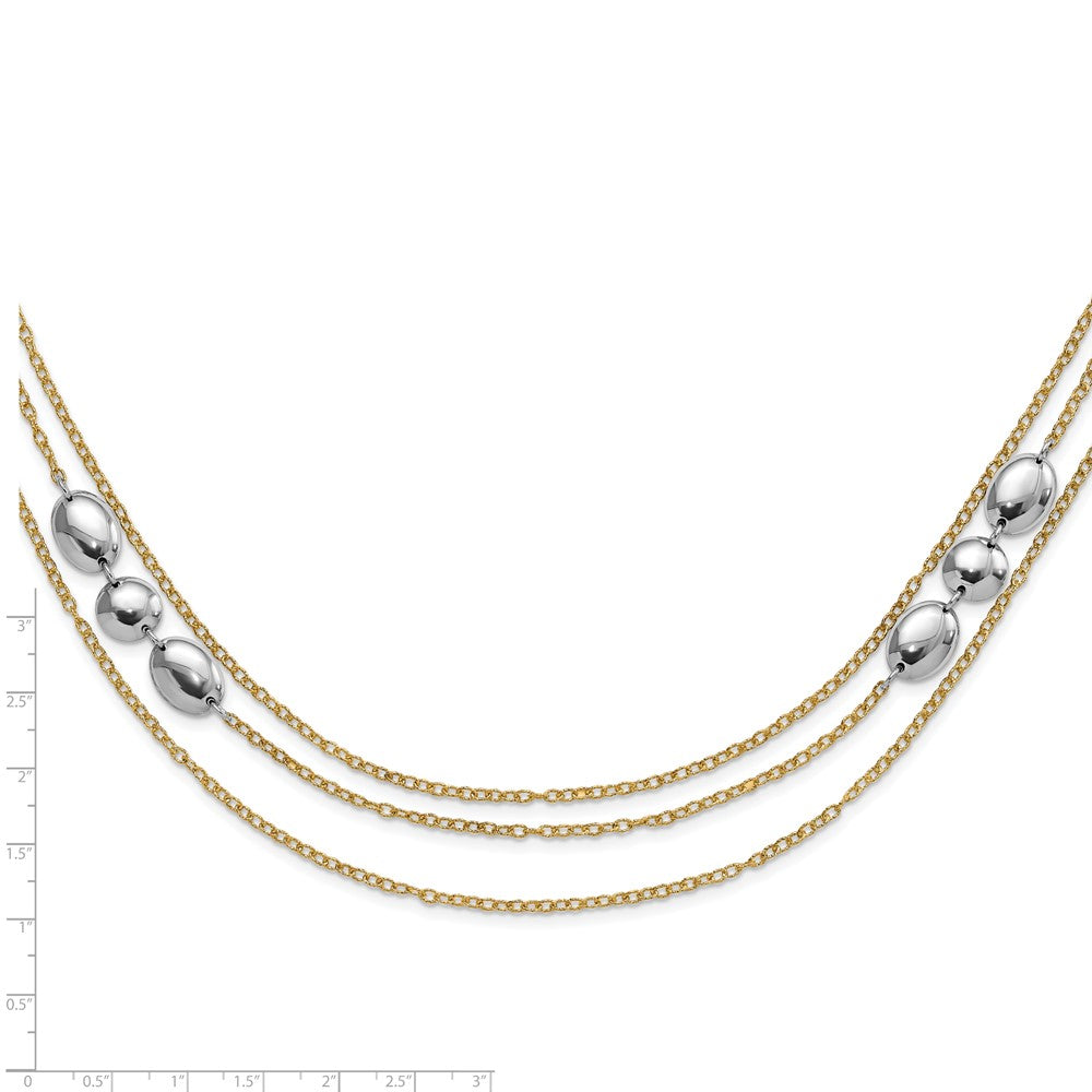 Sterling Silver Polished Gold-tone Flash 24k-Plated Multistrand Fancy Necklace