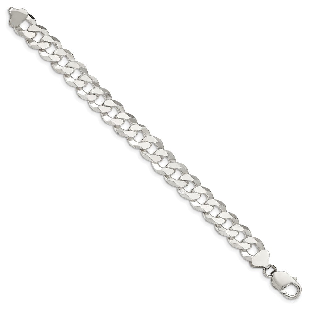 Sterling Silver 12.3mm Beveled Curb Chain 9 inches