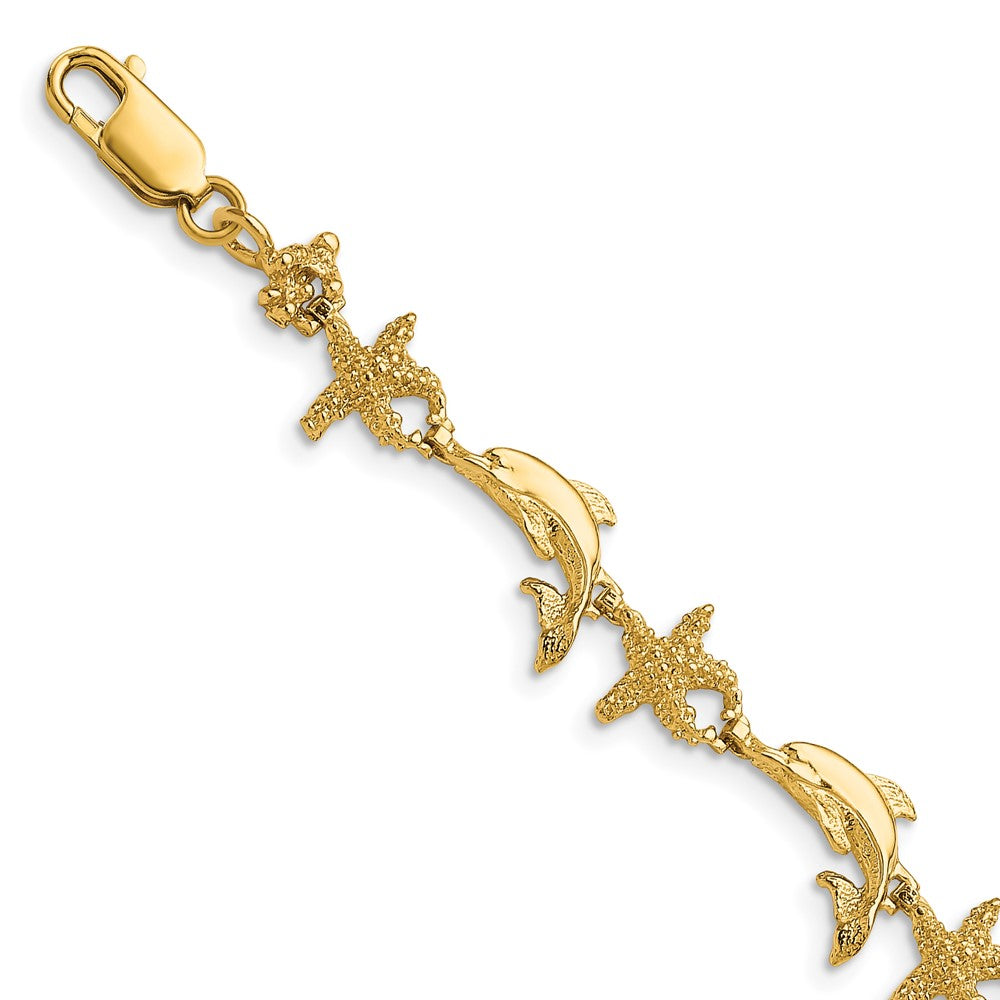 14K Dolphin and Starfish Bracelet