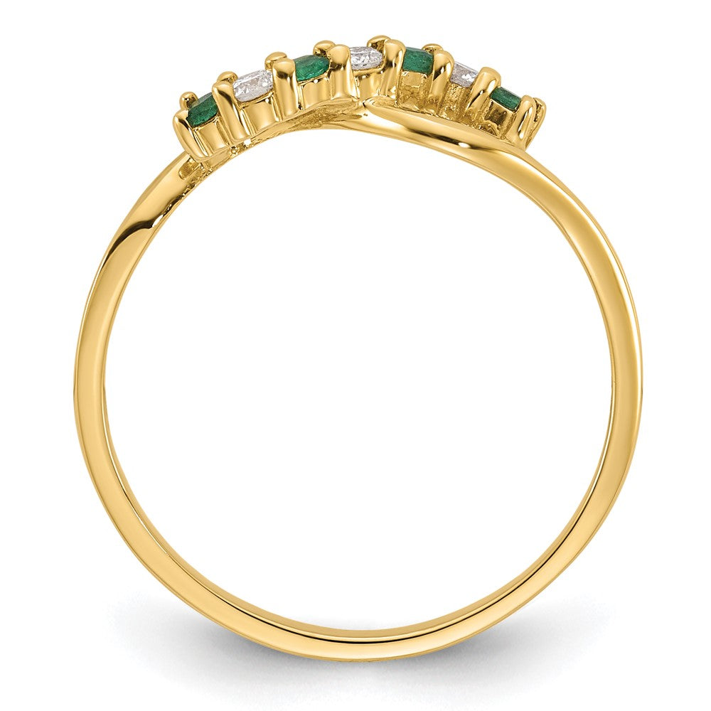 10K YG Ring- 3-.02 RD DIAS, 4-1.75MM RD EM - Stone:A RDG-I3